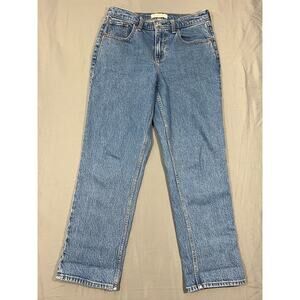 Abercrombie & Fitch Curve Love Mid Rise 90s Straight Jeans Womens 28 Blue Denim